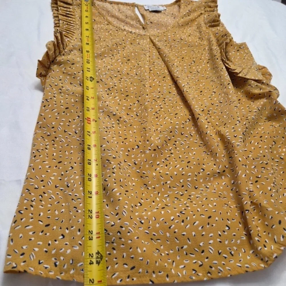 Molly Bracken Ruffle Flutter Sleeve Blouse Top Yellow M - Picture 10 of 11
